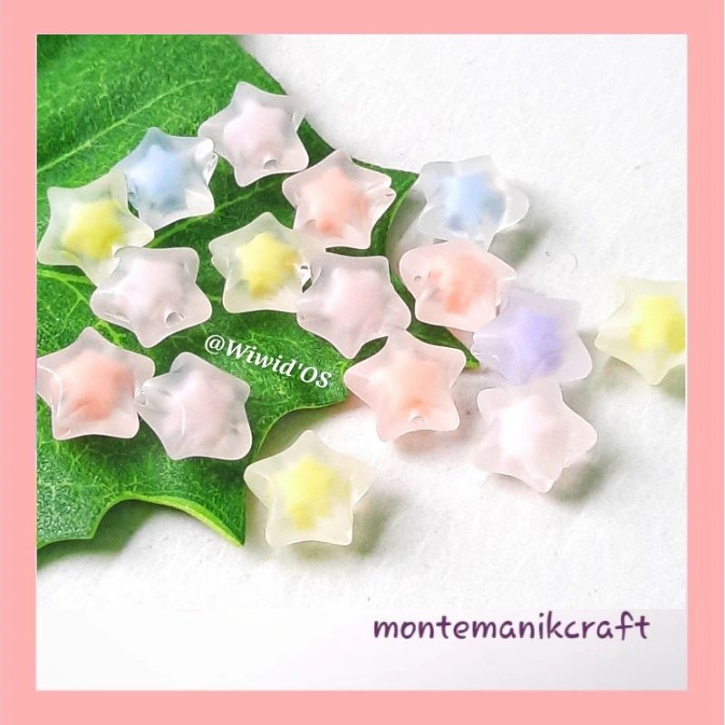BEADS (12 ชิ้น) 14 มม. FROSTED CANDY STAR BEADS MONTEMAILNIK CRAFT