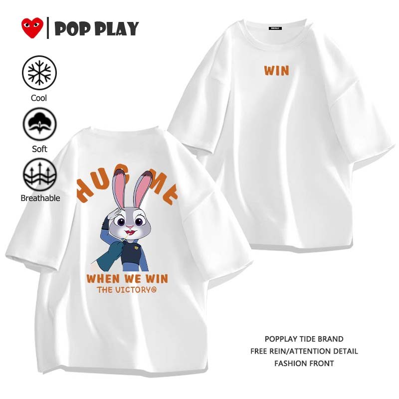 แขนสั้น หลวมและสะดวกสบาย 《Zootopia 2》ชุดคู่รักวันวาเลนไทน์ซูโรเครซี 2 ลายพิมพ์การ์ตูนน่ารัก (ส่งเร็ว จัดส่งจากไทย) - รูปที่ 2