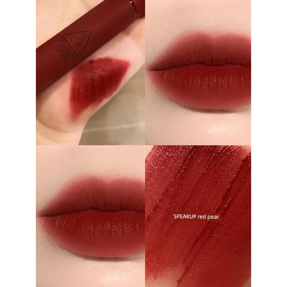 ลิปแมท ลิป เกาหลีเกาหลี 3CE Velvet Matte Lip Glaze หญิง TAUPE Matte ลิปสติก laydown Daffodisia ของแท