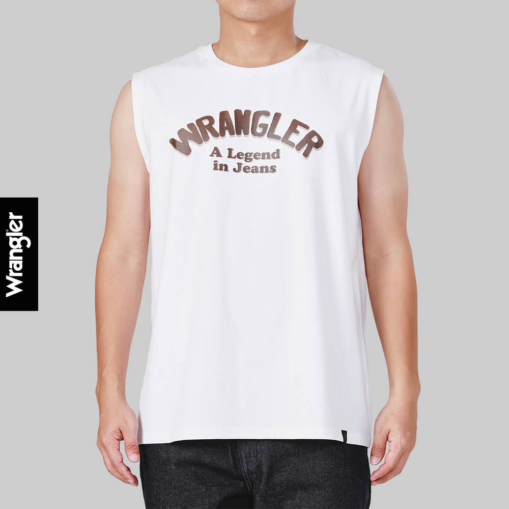 WRANGLER เสื้อยืดแขนกุดผู้ชาย รุ่น WR F125MTSLF01 สีขาว