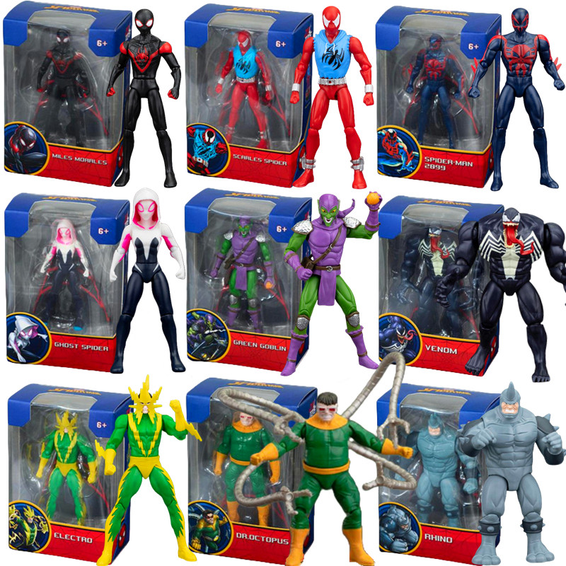 ZD Original Spider Man 4/7 นิ้วสีเขียว GOBLIN หมอ Octopus VENOM ตัวเลขการกระทํา MILES GWEN ELECTRO SCARLET SPIDER 2099 RHINO ของเล่น