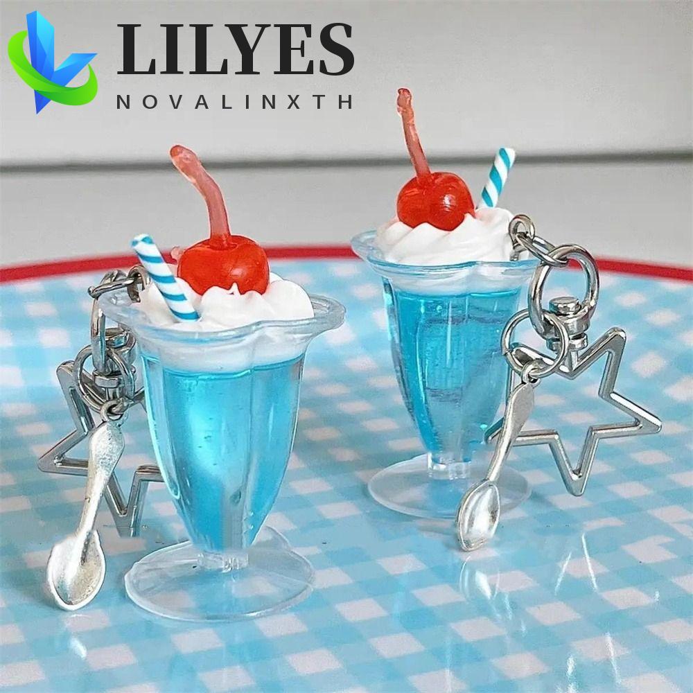 LILYES Ice Cream Key Chain, 3D จําลอง Star Cherry Cream Cup, Y2K อุปกรณ์เสริมแฟชั่นน่ารัก Kawaii จี้