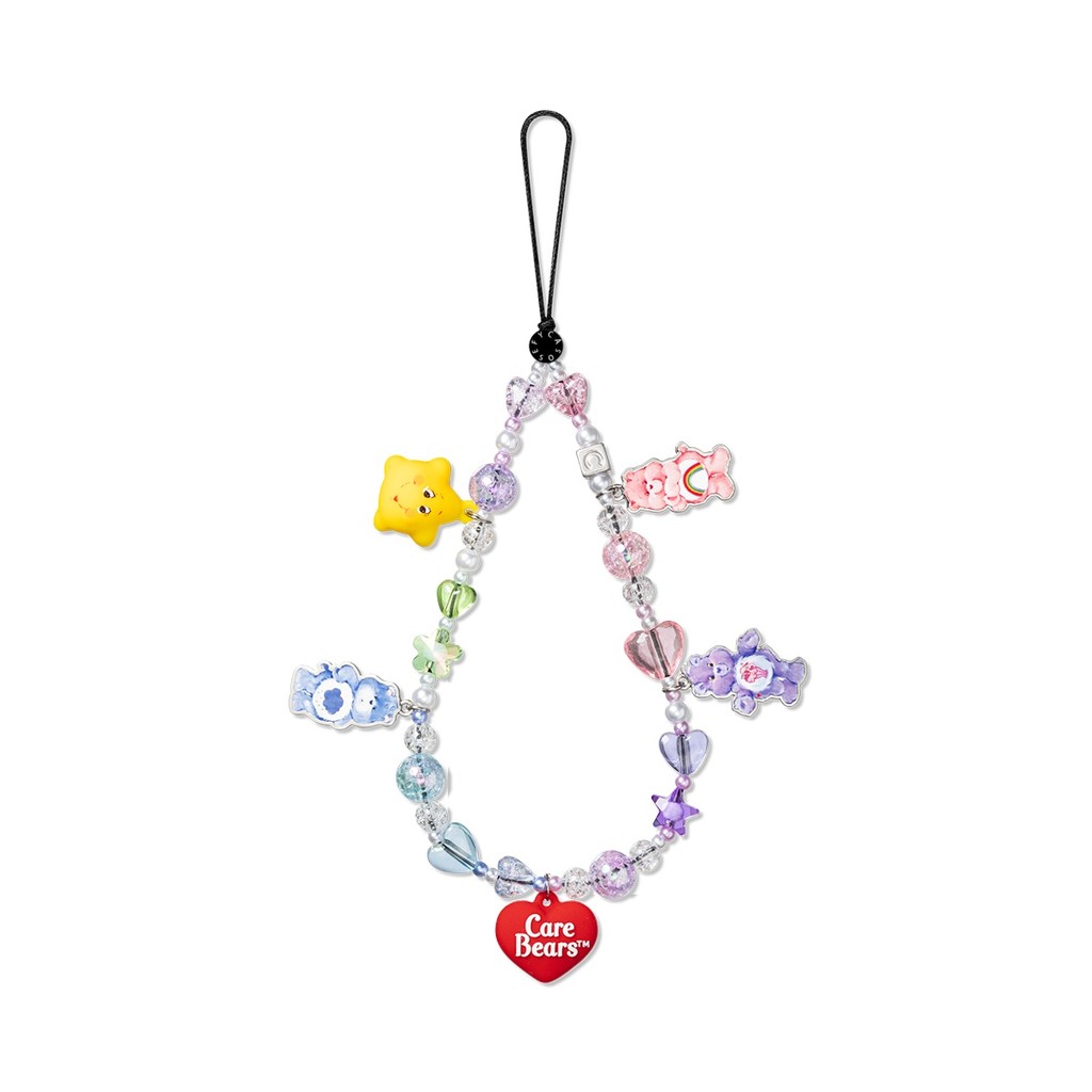 C Home Care Bear โซ่โทรศัพท์มือถือ Dopamine Bear เคสโทรศัพท์สั้นน่ารักเชือกเส้นเล็กเครื่องประดับ Anti-Lost Beaded Pearl Wrist Chain