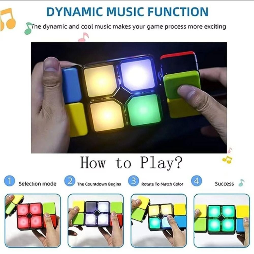 USNOW Electronic Magic Cube Memory Game Plastic Led Light Glow Music Magic Cube Flipslide Puzzle Game Change Match Intelligence Kids Toy - รูปที่ 7