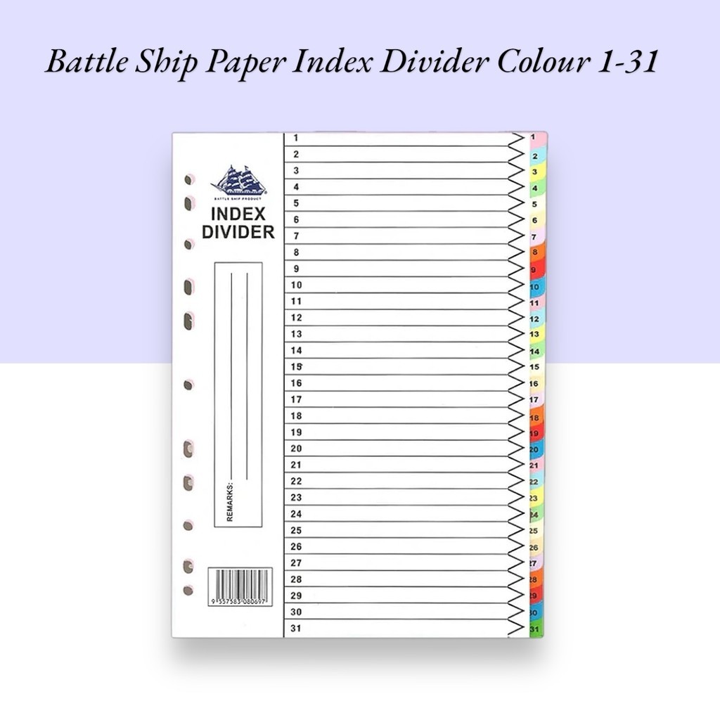 Battle Ship กระดาษ Index Divider สี 1-31