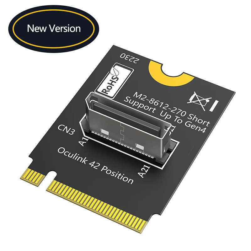 22x30 มม.M.2 NVME Key M ถึง SFF-8612 Riser การ์ด NVMe PCIE 4.0 X4 ถึง OcuLink SFF-8612 4i โฮสต์อะแดป