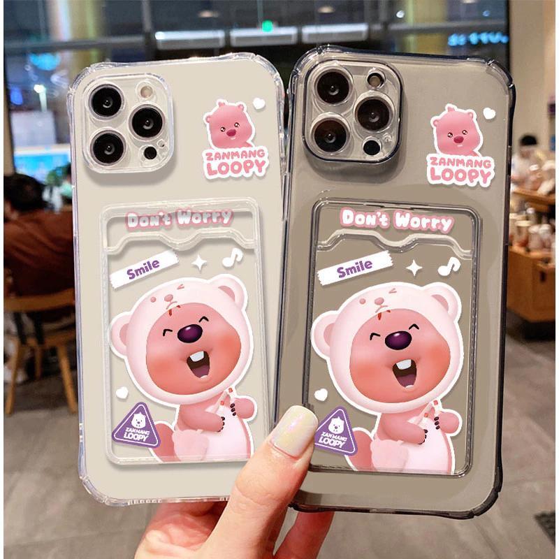 น่ารัก Loopy Soft Case ATM ID Card Slot สําหรับ Vivo Y28 V40 V30 Lite Y300 Y28s T3 Lite iQOO Z9 Lite