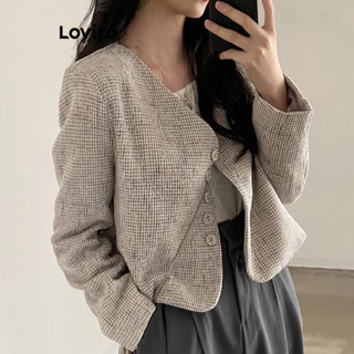 Lovito เสื้อโค้ทลําลองเสื้อโค้ทด้านหน้าปุ่มธรรมดาสําหรับผู้หญิง LNE29369 (หลากสี)