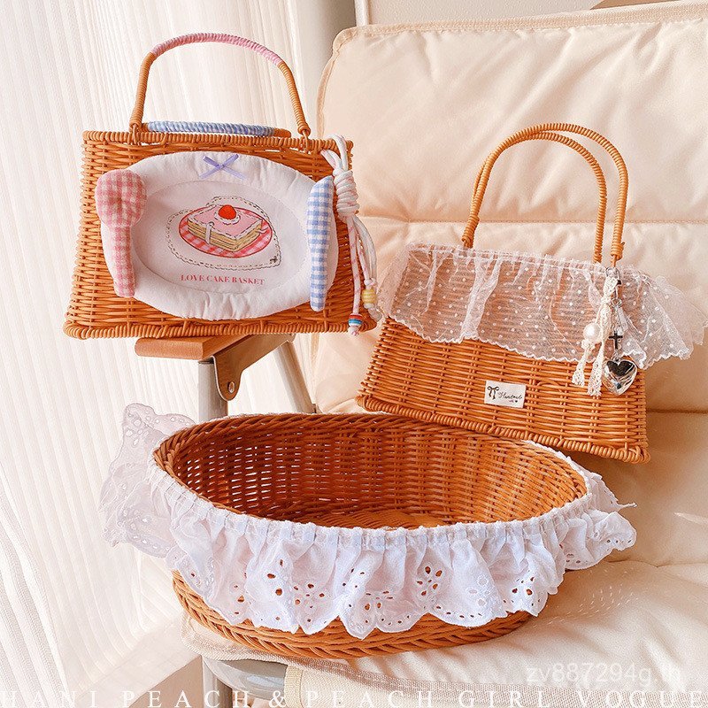 หวายฤดูใบไม้ผลิ Outing ตะกร้าแบบพกพา Picnic Camping ตะกร้าเก็บอาหารตะกร้าทอ HHD212 Niche Camping Sun