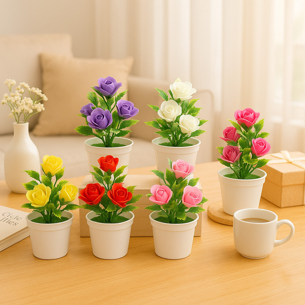 ห้องจะดูละมุนขึ้นทันที 🌷 กระถางกุหลาบปลอมโทนพาสเทล สีหวานเหมือนจริง วางมุมไหนก็อบอุ่น เหมาะแต่งห้องสไตล์เกาหลีสุด ๆ