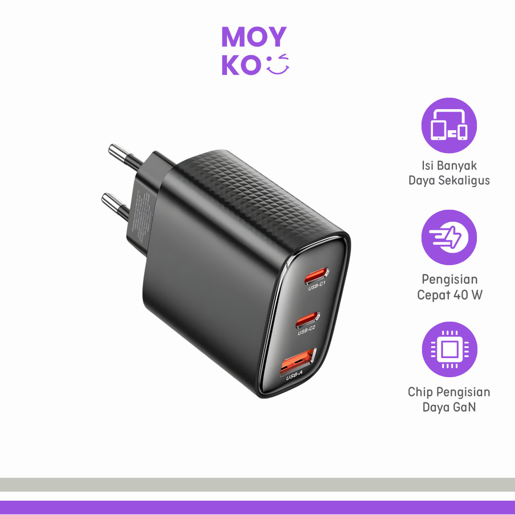 GaN หัวชาร์จชาร์จเร็ว Multi Port USB Type C 40W - TCT40-22EU