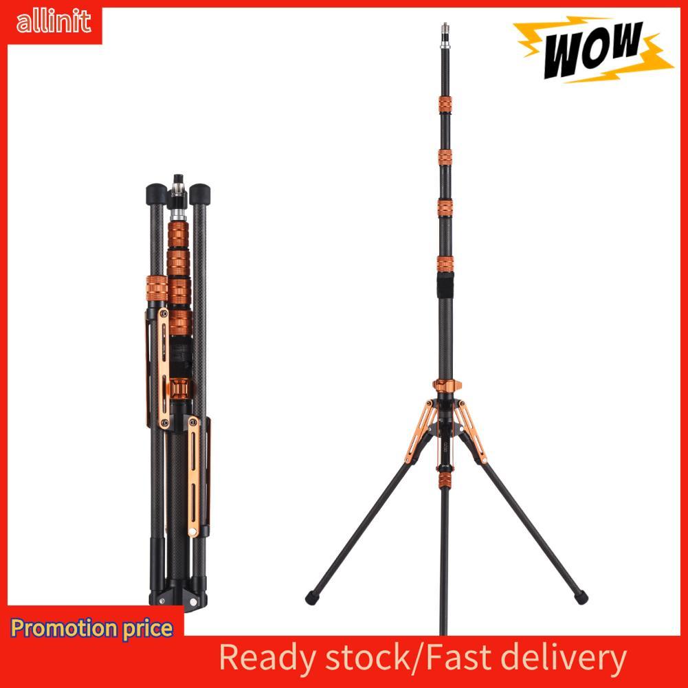 Allinit 220 ซม./86.6in ขาตั้งกล้องแบบพกพาการถ่ายภาพแสงคาร์บอนไฟเบอร์ 5 ส่วนปรับได้ 5 กก./11lbs โหลดค