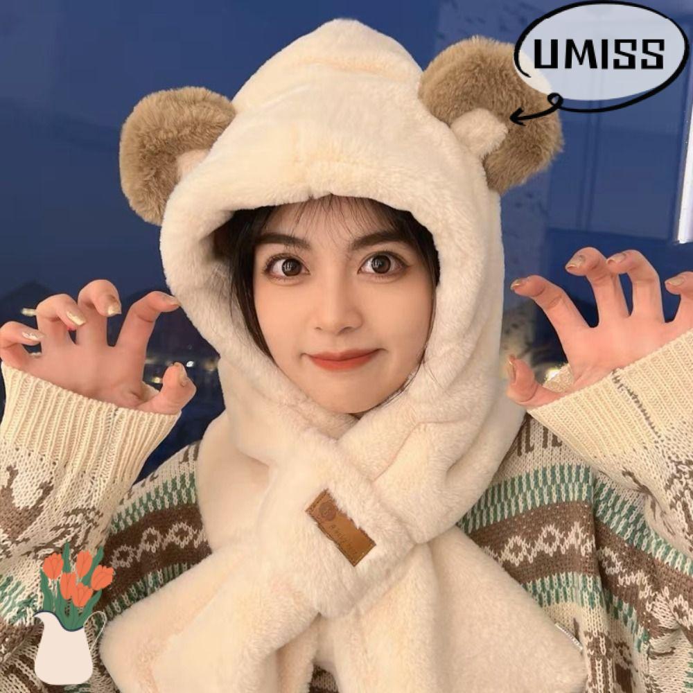 UMISTYDREAM ผ้าพันคอหมวกบีนนี่, หมวกผ้าพันคอแบบบูรณาการที่อบอุ่น