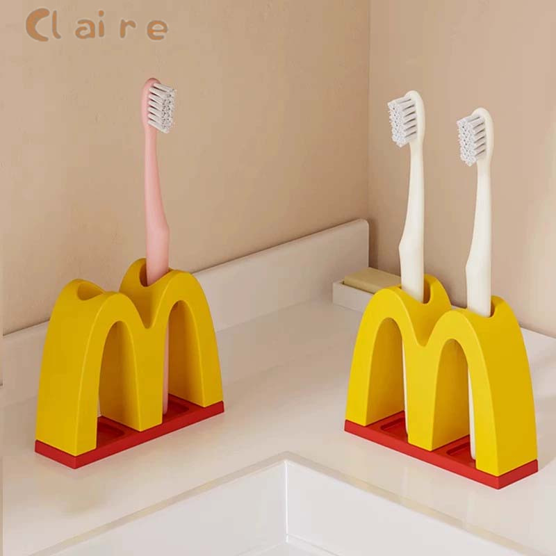 COD ที่ใส่แปรงสีฟันลาย M - ที่วางแปรงสีฟันและยาสีฟัน 2 ช่องสุดน่ารักสำหรับคู่รัก | ที่จัดระเบียบเคาน์เตอร์ห้องน้ำกันลื่น