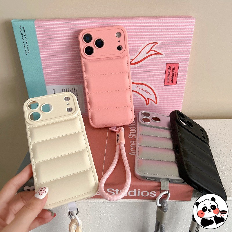 Down Jacketปลอกพร้อมเชือกเส้นเล็กสําหรับXiaomi Poco X7 X6 X5 X2 Pro F6 F5 Pro F4 5G 4Gน่ารักSimple Candyสีกันกระแทกกรณีโทรศัพท์อ่อน
