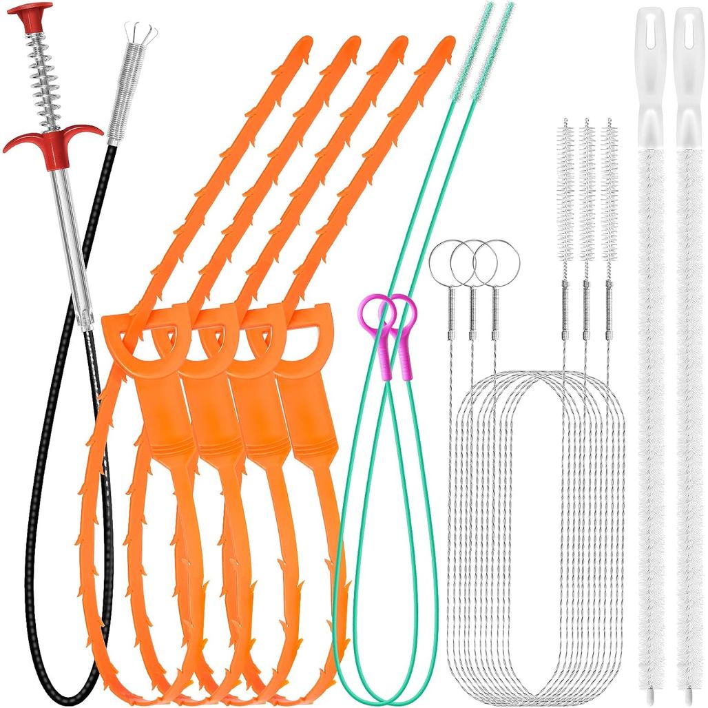 12 Drain Blockage Removal Kit,59 Inch(about 149.9 cm)Drain Snake(3 个),37 Inch(about 93.0 cm)Steel Si