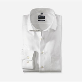 OLYMP LUXOR SHIRT เสื้อเชิ้ตผู้ชายแขนยาว ทรงหลวม สีขาว ยืดหย…