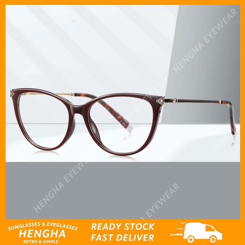 (HENGHA) แฟชั่นตะวันตกสไตล์ใหม่วินเทจ TR90 แว่นตาออปติคอลป้องกันแสงสีฟ้าและรังสี