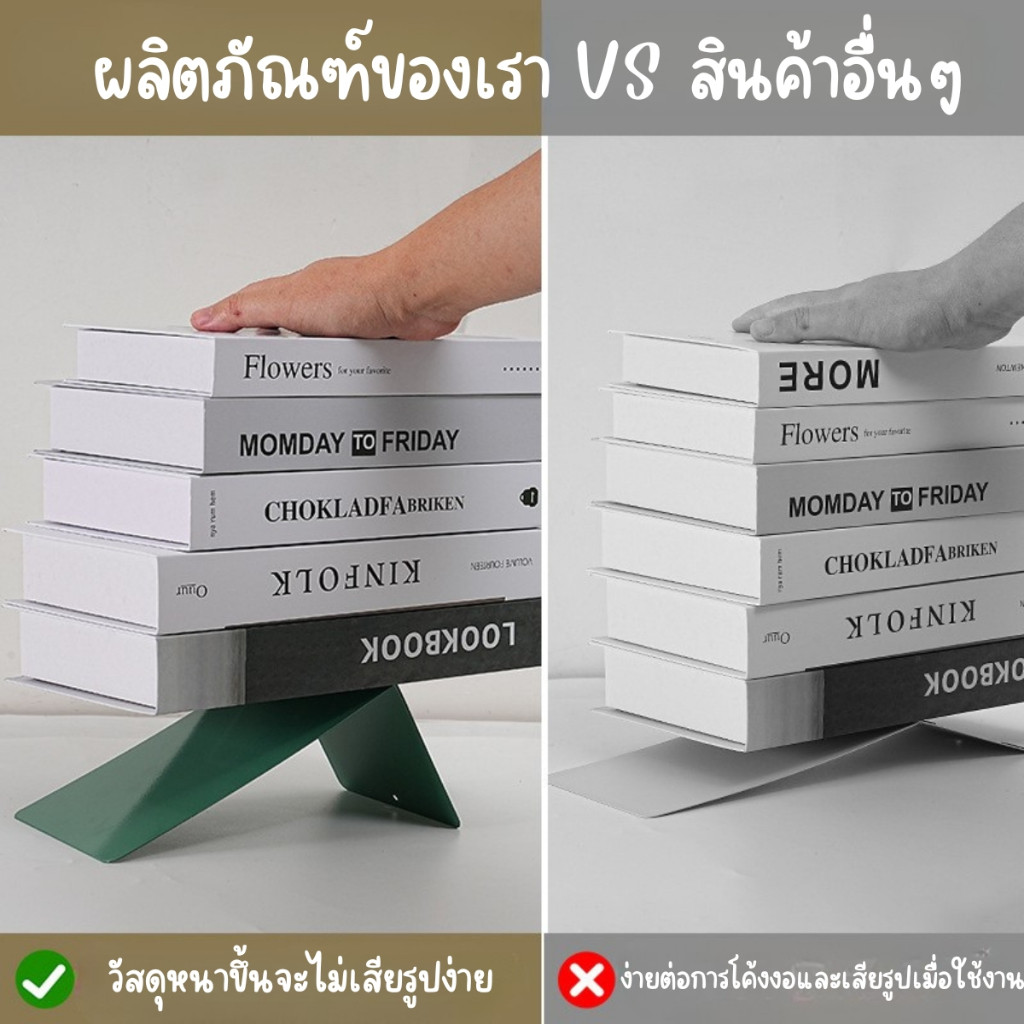 ที่คั่นหนังสือโลหะ ที่คั่นหนังสือมินิมอล ที่ตั้งหนังสือบนโต๊ะ ที่จัดระเบียบหนังสือ - รูปที่ 2