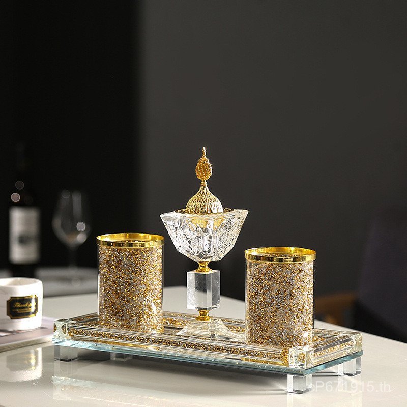 บรรยากาศรุ่นห้องกระถางธูปยุโรปแก้วโปร่งแสงรวมกันตกแต่งคริสตัลสร้างสรรค์ชาแคดดี้ตกแต่งชุด z56ม