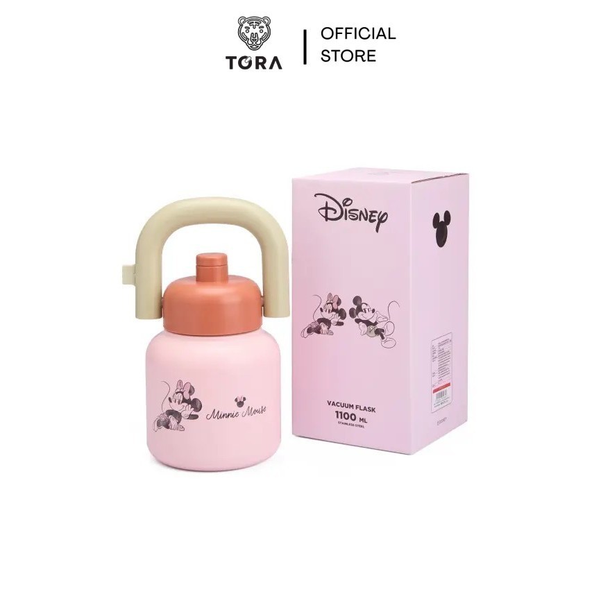 Tora กระติกน้ำสุญญากาศ สแตนเลส เก็บความร้อนเย็น Disney Collection 2025 ความจุ 1100 มล. สีชมพูอ่อน