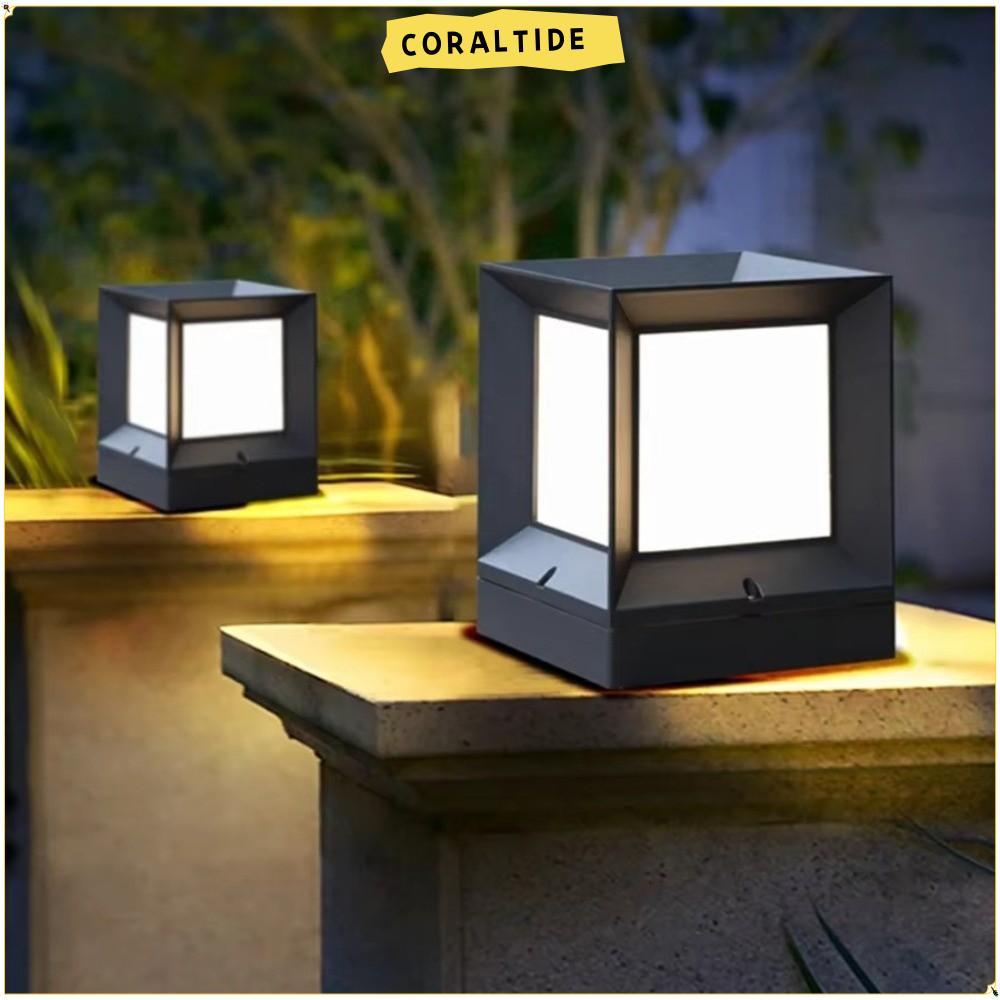 CORALTIDE LED โคมไฟคอลัมน์แบบกันน้ำ IP54 สไตล์โมเดิร์นสำหรับติดตั้งภายนอก 220V E27