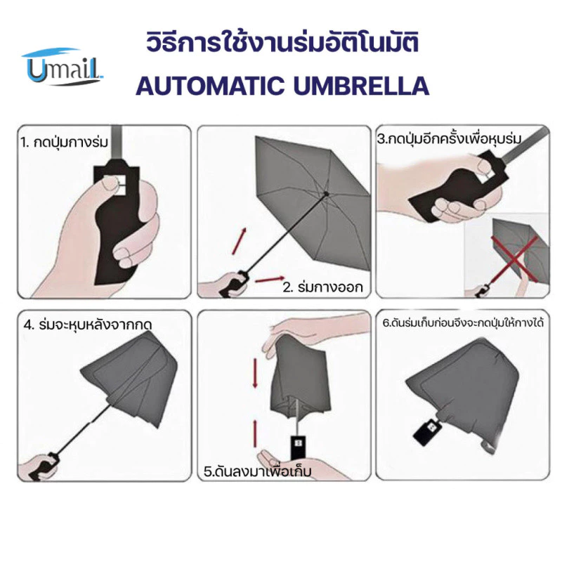 ร่มกันฝน UV อัตโนมัติ พับได้ ขนาดใหญ่พิเศษ กันแดดกันยูวี น้ำหนักเบา thumbnail 6