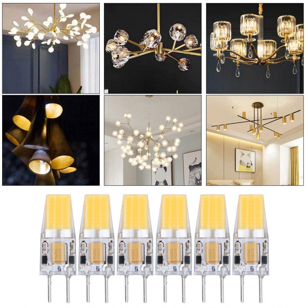 Tomvorks 6PCS GY6.35 หลอดไฟประหยัดพลังงาน COB สำหรับโคมไฟเพดานห้องนั่งเล่น