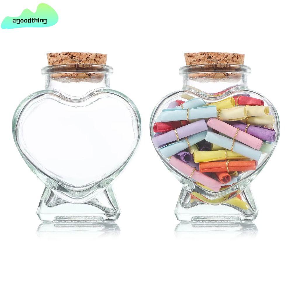 AGOODTHING Wishing Bottle, Craft Peach Heart Shape Origami Stars Glass Bottle, Fashion Storage Bottl