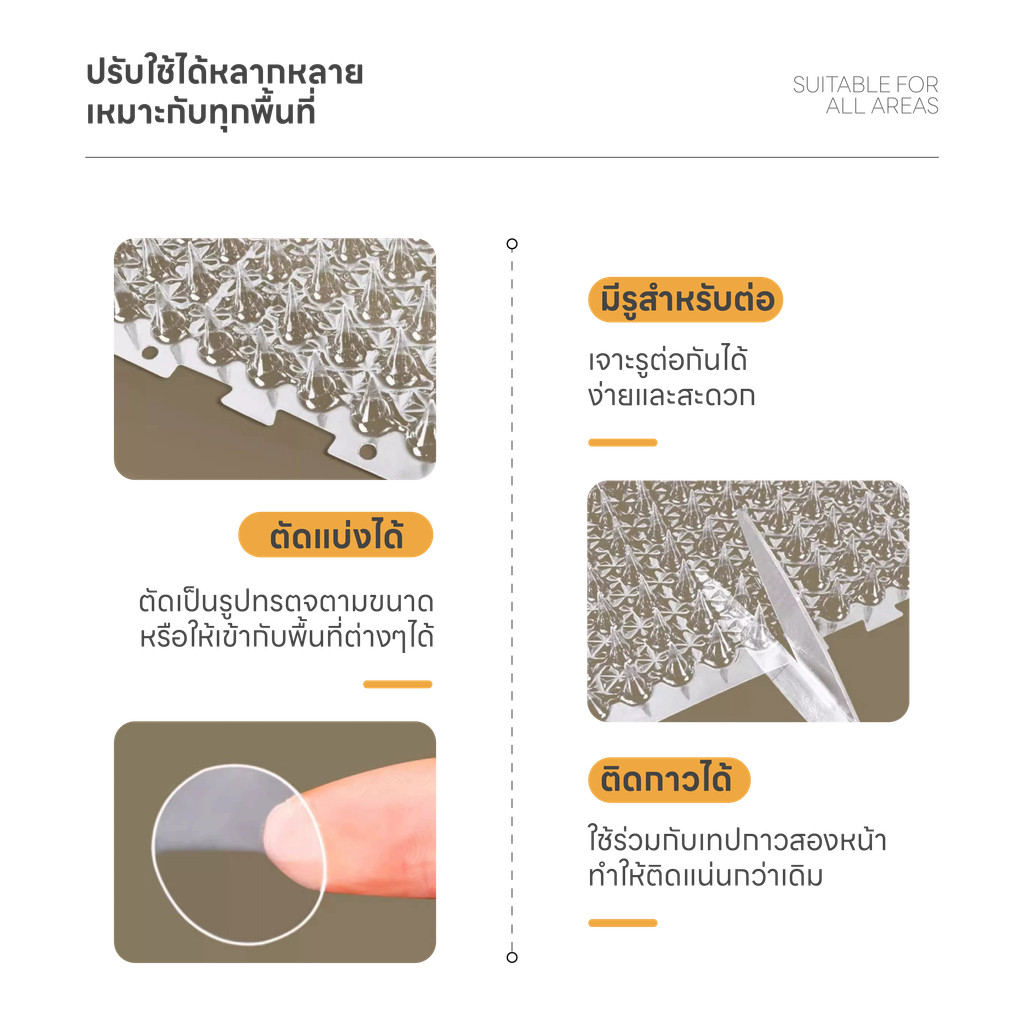 Doge&Orange แผ่นหนามไล่แมว หนามกันแมวข่วน PVCใส ปลอดภัยกับสัตว์เลี้ยง สามารถตัดได้ ขนาด43*34cm PU228 - รูปที่ 2