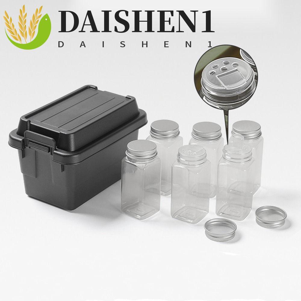 DAISHEN1 กล่องเก็บของแคมป์ปิ้ง, พลาสติก 6 ชิ้นเครื่องปรุงรส Jar Camping Spice Kit, ของขวัญ 1.1L/0.9L Moisture-proof ทนทาน Mini กล่องเก็บ Camping อุปกรณ์เสริม