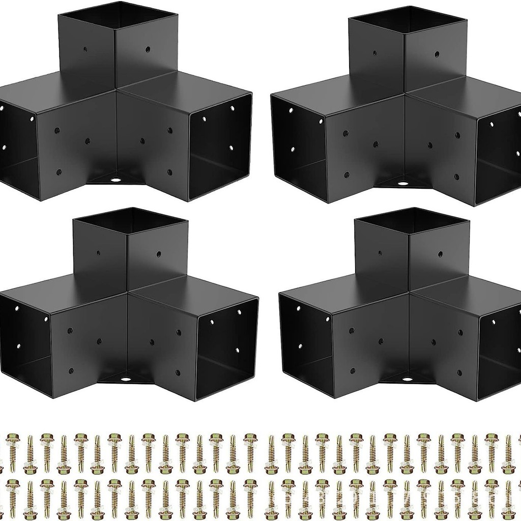 วงเล็บ Pergola วงเล็บมุมขวา DIY วงเล็บไม้ยกระดับ 4 ชิ้นเหมาะสําหรับรหัสมุม 3.5 X3.5 นิ้ว