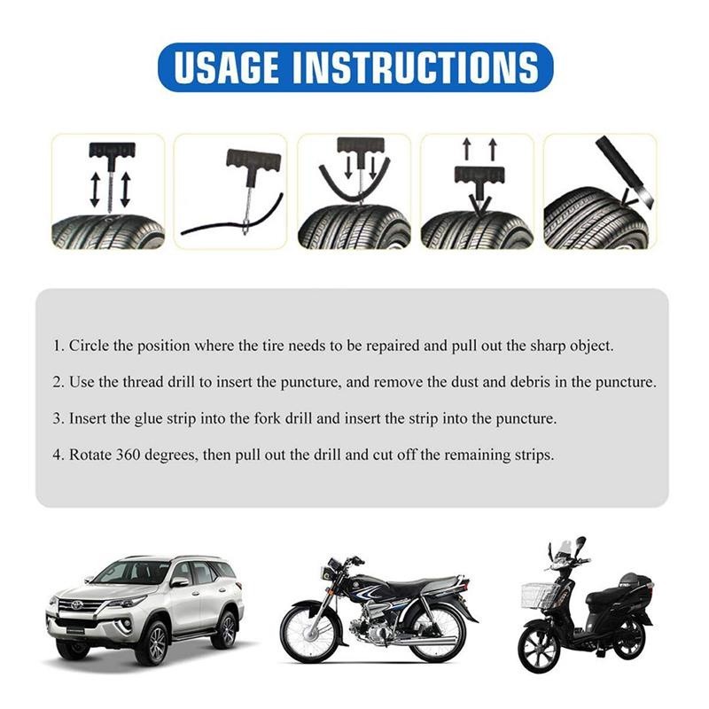 ชุดปะยางรถยนต์ ชุดปะยางฉุกเฉิน ชุดซ่อมยางรถยนต์ ขนาดพกพา Tire Repair Tool Set 12pcs ปะยาง ชุดซ่อมยางรั่ว ชุดปะยางตัวหนอน