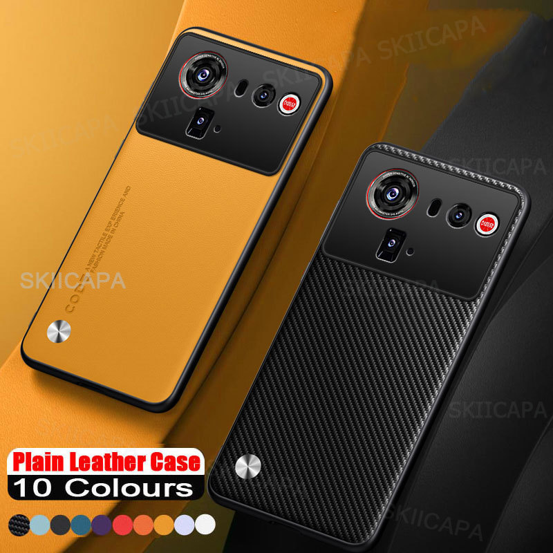 คาร์บอนไฟเบอร์ PU หนังสําหรับ Nubia Z80 Ultra Matte Anti-Shock ธรรมดากรณีกันชน Funda สําหรับ ZTE Z80