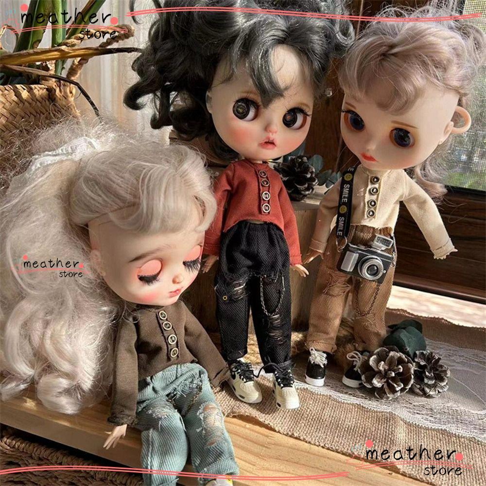 MEATHERSTORE เสื้อยืดกางเกง, น่ารัก Mini Casual Top, แฟชั่น DIY ตุ๊กตาเสื้อผ้าอุปกรณ์เสริมสําหรับตุ๊