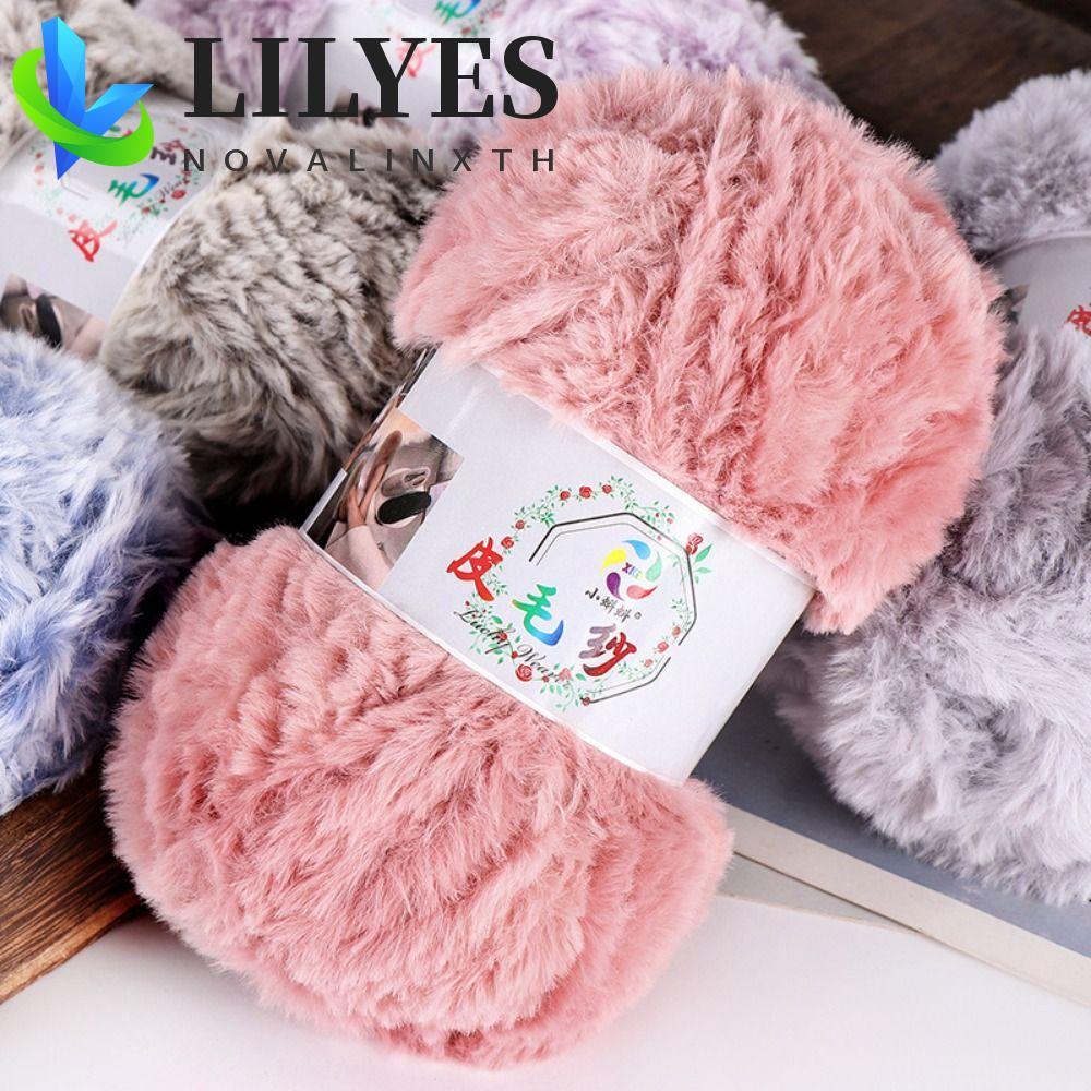 LILYES Faux Mink Fur Yarn, Skin Friendly Soft เลียนแบบ Mink Yarn ด้าย 100g Fluffy Plush Yarn เย็บ
