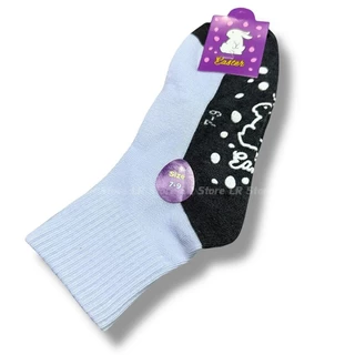 ถุงเท้า นักเรียน กันลื่นกระต่ายม่วงข้อกลาง ขายแบบ 12คู่ มีสินค้าพร้อม