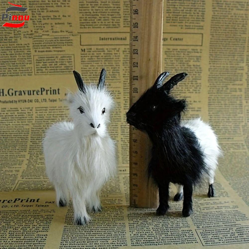 ของเล่นตุ๊กตาแพะ พินกู จําลองน่ารักตุ๊กตาแพะหัวสีดําสร้างสรรค์สีขาวนุ่มแพะหุ่นฟาร์ม