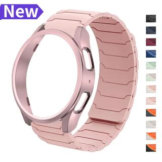 กรณี + สายรัดสําหรับ Samsung Galaxy Watch 7/6/5/4 FE 40 44 มม.PC Hollow ป้องกันซิลิโคนแม่เหล็กกีฬาสําหรับ Galaxy Watch 7 44