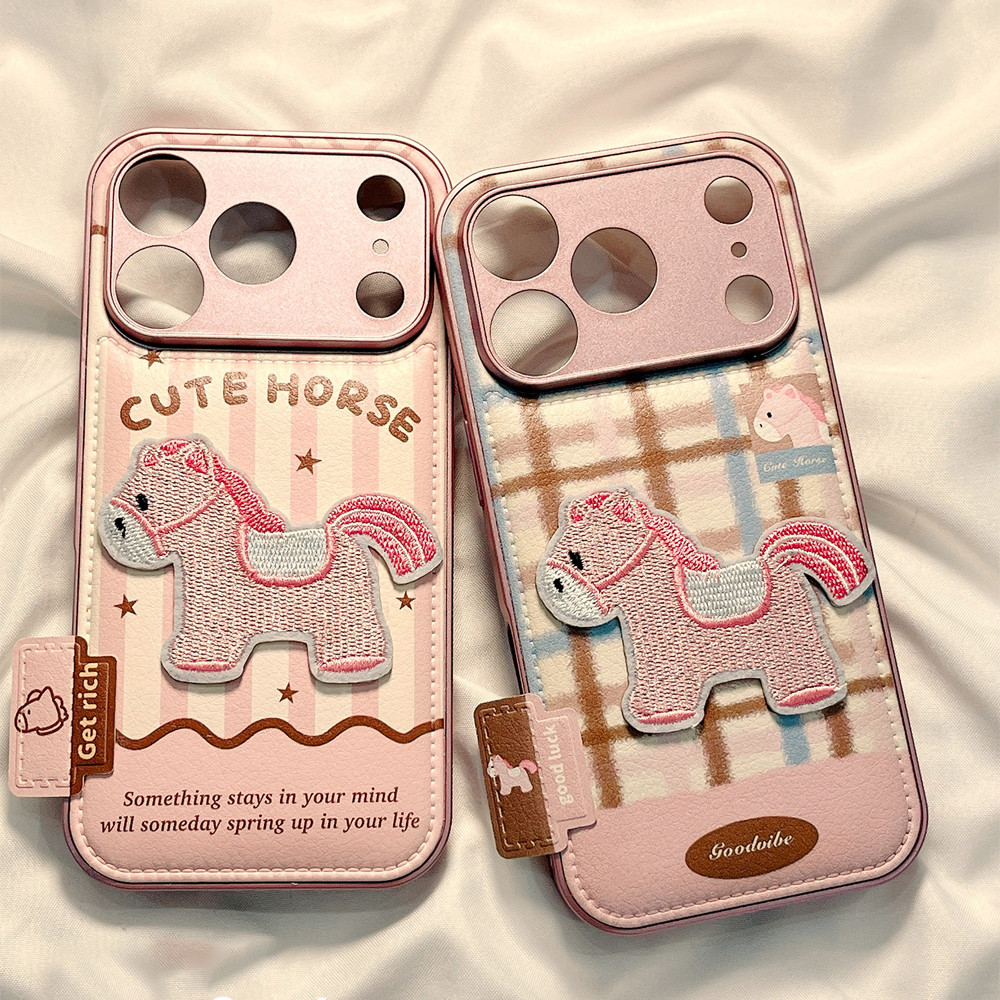 สําหรับ Iphone 17 Pro Max ถุงลมนิรภัยกันกระแทกเกาหลี Girly สีชมพูม้าฤดูหนาวซองหนัง Iphone 14 Pro Max Full Body กล้องป้องกันกรณีสําหรับ iPhone 17 16 15 14 13 Pro Max - รูปที่ 3