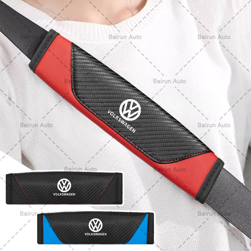 1/2pcs คาร์บอนไฟเบอร์รถไหล่ Pad รถป้องกันไหล่โลโก้ Pad สําหรับ VW Volkswagen Jetta MK5 Golf Passat 3