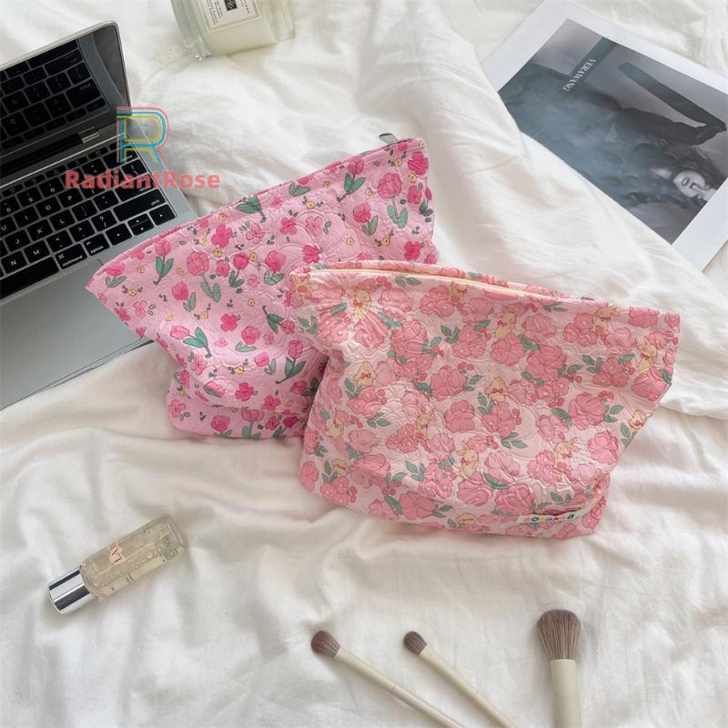 Radiant Rose น่ารักการ์ตูนกระเป๋าเครื่องสําอางผู้หญิงนูนแต่งหน้ากระเป๋า Skincare Original กระเป๋าขนา