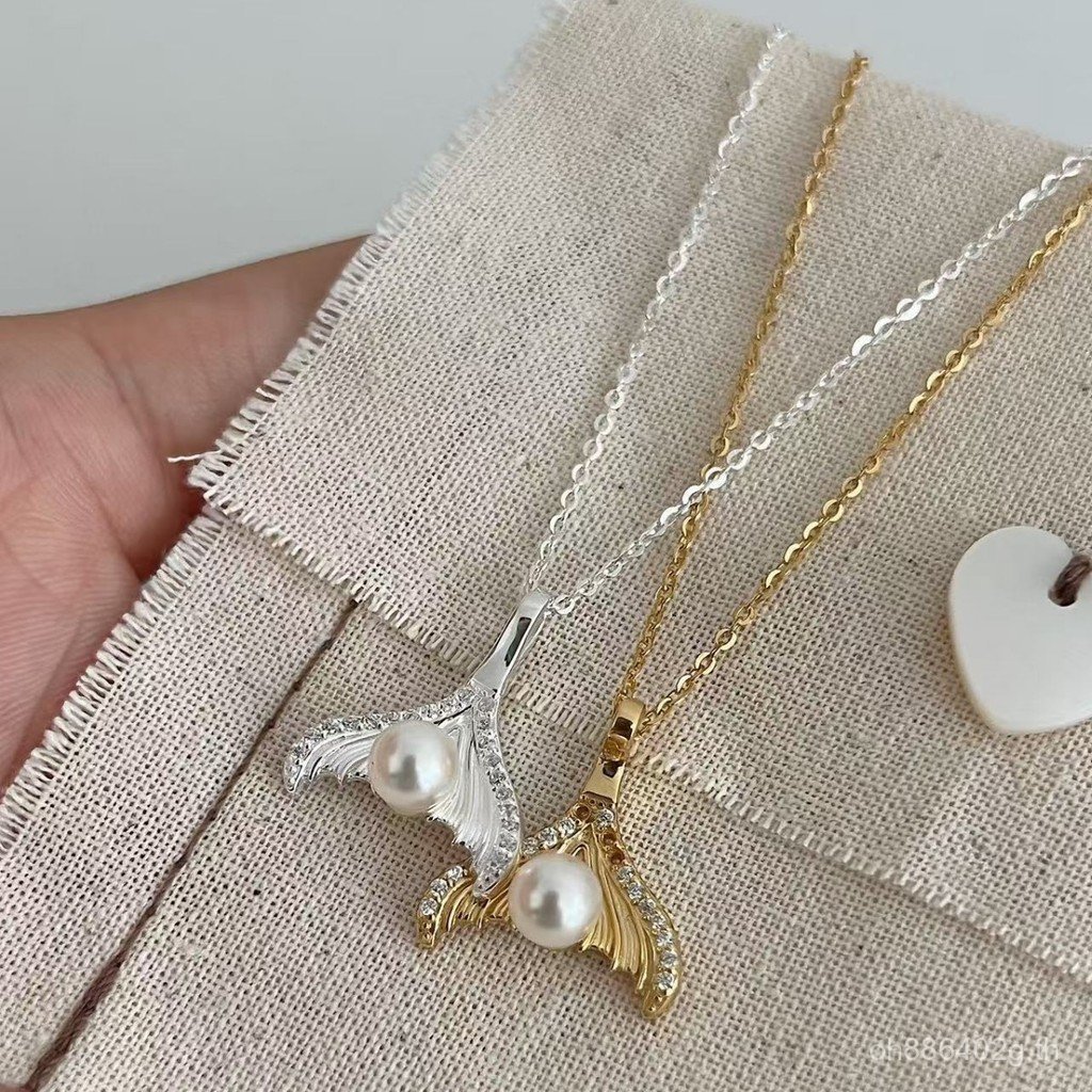 เครื่องประดับหรูหรา Fishtail S925 สร้อยคออุปกรณ์เสริมสร้อยคอภาษาฝรั่งเศสคําลูกปัด Pearl High-End หญิ