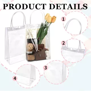 10 ใบ กระเป๋าใส PVC / กระเป๋าถือพลาสติกใส / กระเป๋าโททแบบใสสำหรับของขวัญ / กระเป๋าโบกของขวัญ / กระเป๋าแพ็คของขวัญ