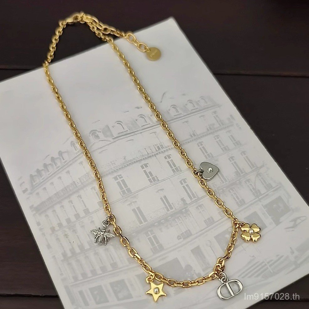 สร้อยคอแฟชั่นยุโรป-อเมริกันสำหรับผู้หญิง ออกแบบหรูหรา 2 สี ทองและเงิน สินค้าใหม่ VFW