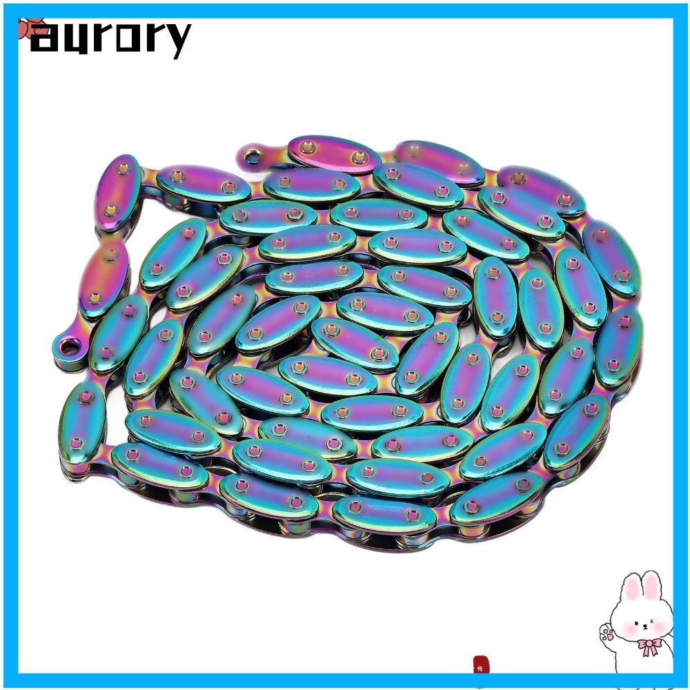 AURORY โซ่จักรยานความเร็วเดี่ยว, Rainbow 100 Links FIXED Gear Chain, ทนทานแมงกานีสเหล็กรักบี้ขี่จักร