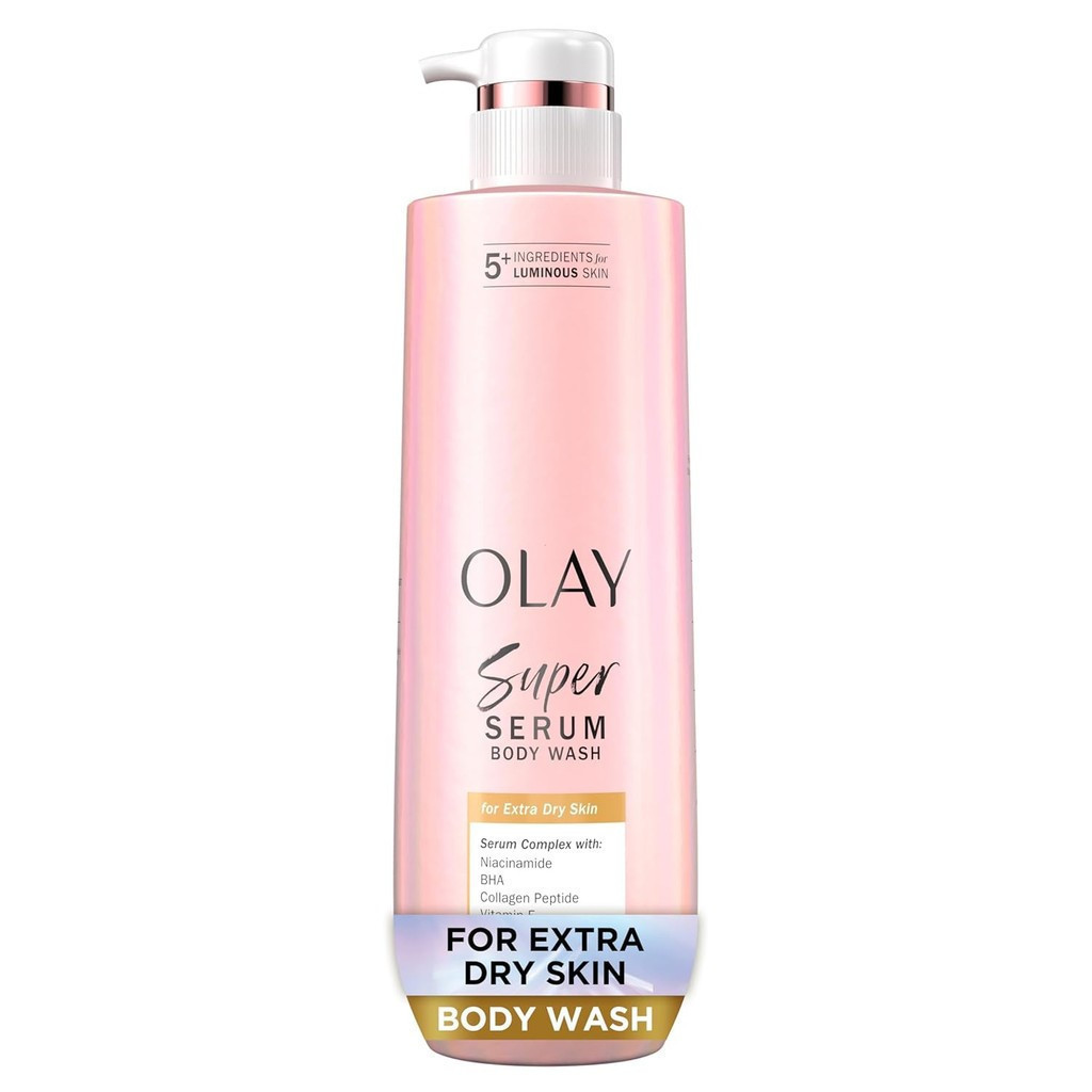 Olay Super Serum Body Wash for Extra Dry Skin, 24hr Long Lasting Hydration, 5+ Ingredient Serum Comp
