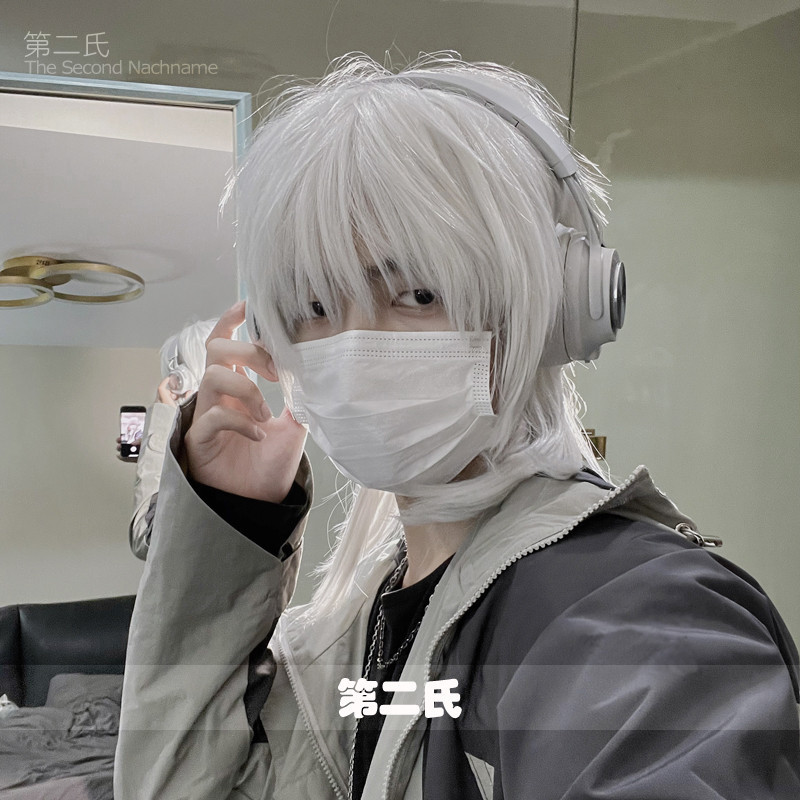 วิกผมcosplay VTuber Rainbow Club Kureha ฉบับที่2 สีขาว ผมสั้น แบบฉบับVTuber