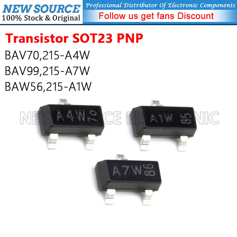 [20-100 ชิ้น] BAV70,215 BAV99,215 BAW56,215 A4W A7W A1W SOT23 PNP ทรานซิสเตอร์ SMD ชิป Triode แหล่งใ