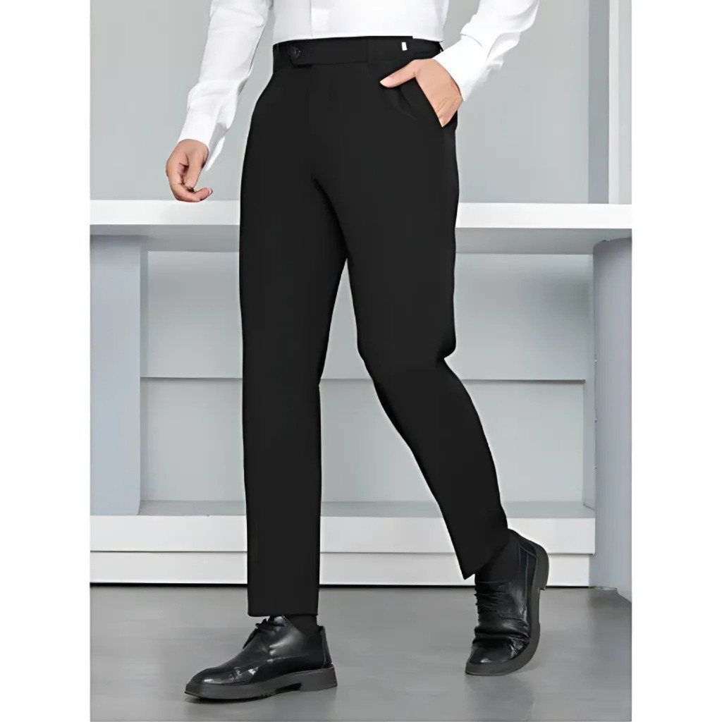 กางเกงสํานักงานเอวสูงเอวสูงเกาหลีทรงตรงเอวสูงสําหรับผู้ชายคุณภาพสูง Polite - Balogiasi